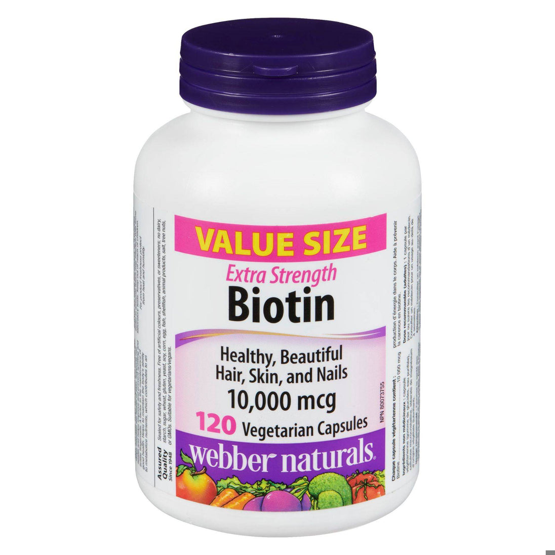 An image of WEB NAT BIOTIN XST VEG CAPS 10000MCG 120 by Towngate Pharmacy