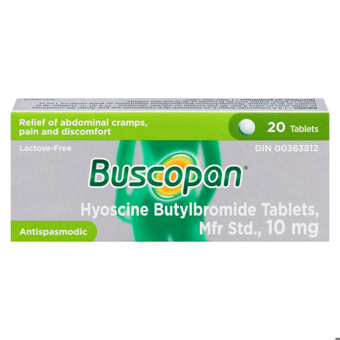 An image of BUSCOPAN TB 10MG BLST 20 by Towngate Pharmacy