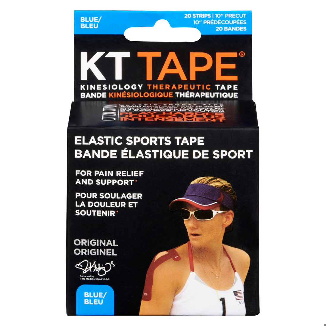 An image of KT ELASTIC SPORT TAPE BLUE X20 by Towngate Pharmacy
